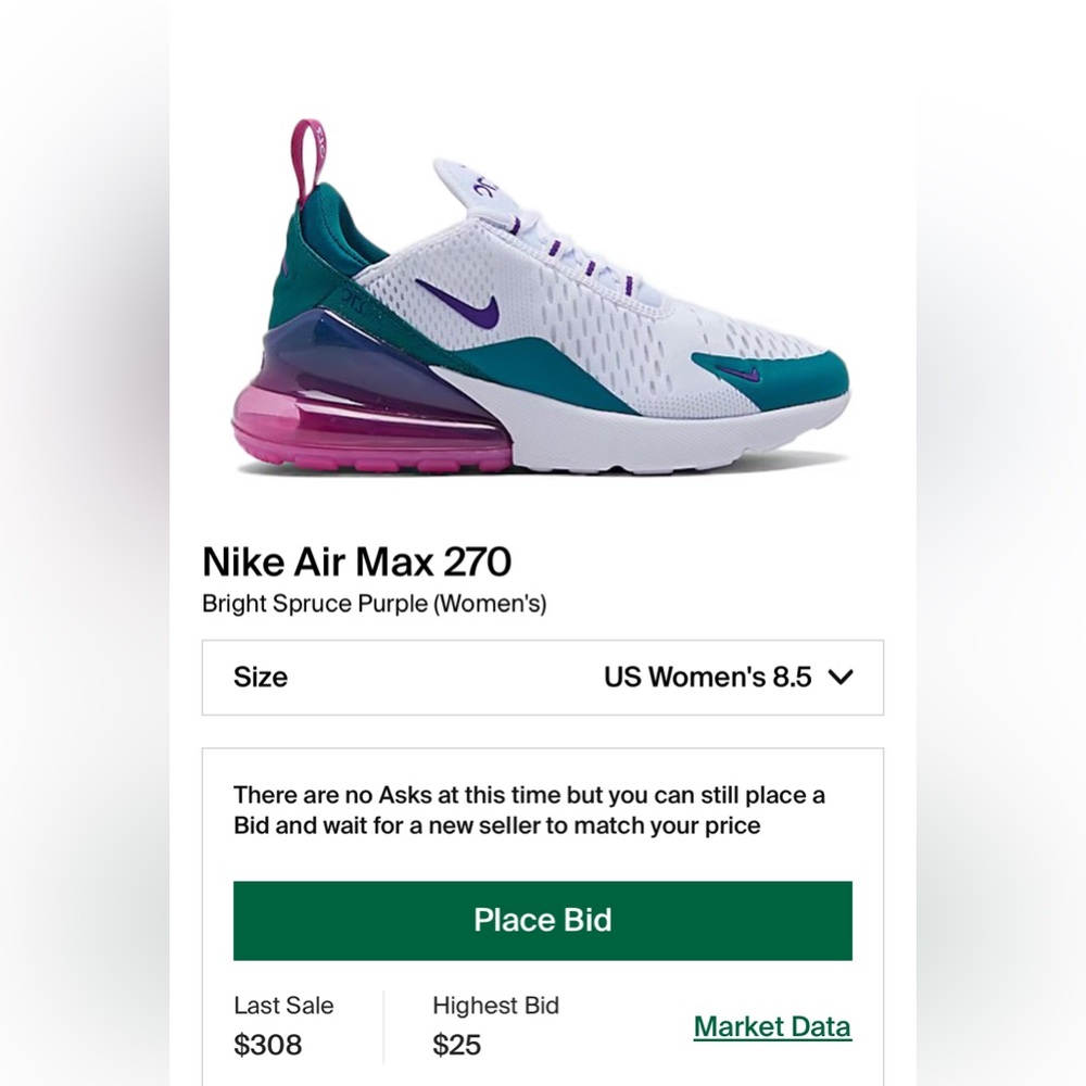 Nike White and Purple Sneakers Air Max 270